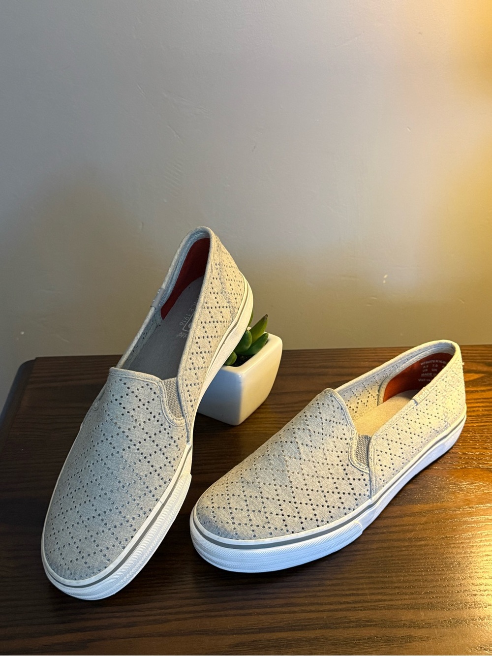 Keds Women's Slip-On Perforated Sneakers - Light Gray